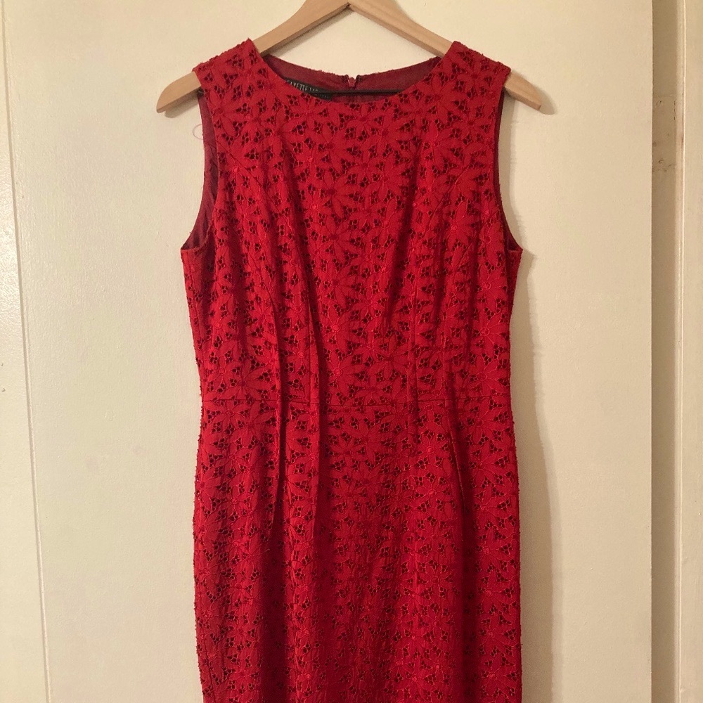 ✨Lafayette 148✨ Red Wool Sheath Power Dress ✨ Sz 6 🚚 FREE SHIPPING 🚚